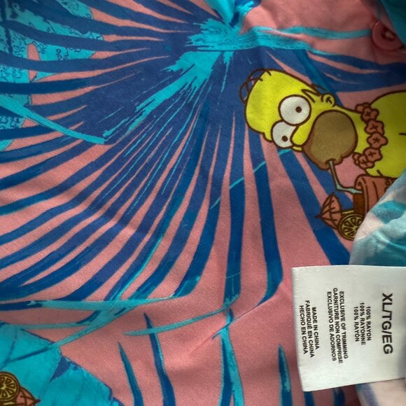 SIMPSONS Hawaiian Shirt - Pink/Blue - Mens - XL - Picture 3 of 3